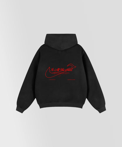 HUBB LOVE ARABIC WRLD ZIP HOODIE IN BLACK