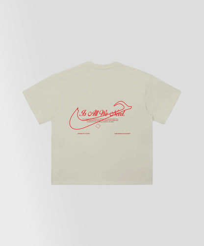 HUBB LOVE ARABIC WRLD TEE IN MILK APRICOT