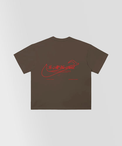 HUBB LOVE ARABIC WRLD TEE IN COFFEE