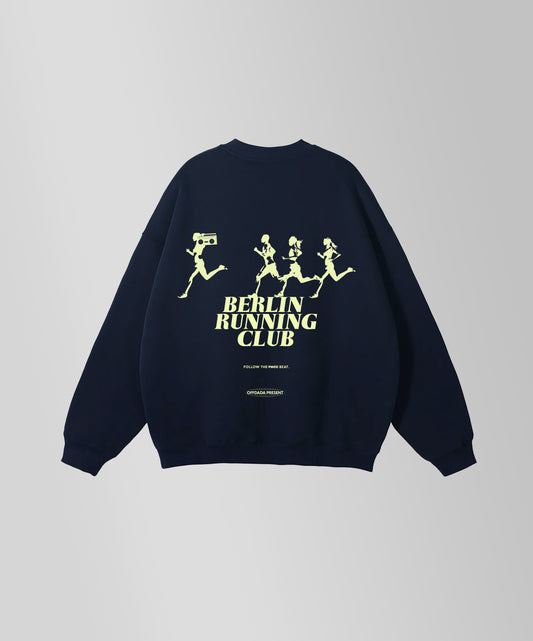 BERLIN RUNNING CLUB 320GSM SWEATSHIRT IN NAVY BLUE