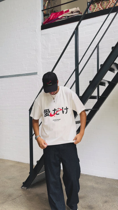 HUBB ONLY - JAPANESE "AI DAKE" TEE WHITE