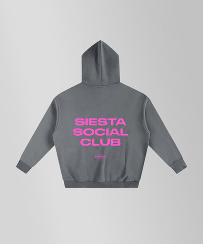 SIESTA SOCIAL CLUB HOODIE IN DARK GREY