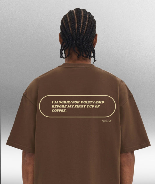 SORRY FOR WHAT I SAID - Oversize 280gsm unisex T-shirt in Dark Brown - Offdada Store